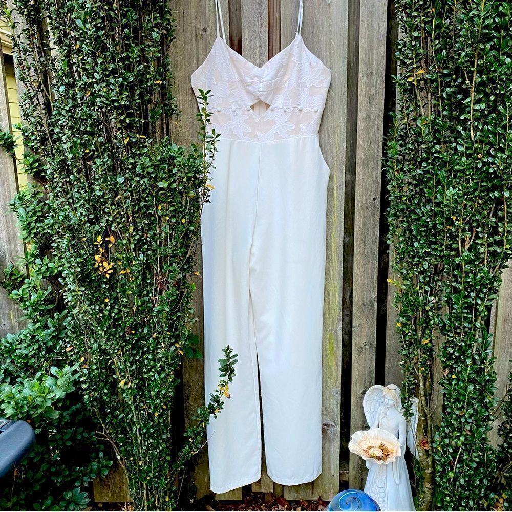 Adelyn Rae Floral Brocade Jumpsuit Size XL